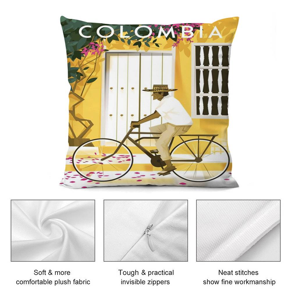 Vintage Colombia Style Pillow Case Short Plush Double-sided Print Square Throw Pillow Covers Sofa Home Cushion Decor