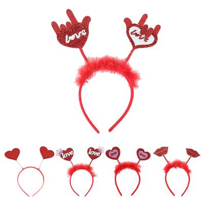 Flauschiger Haarreif Rotes Herz Valentinstag Rose Verkauf Lieblich Rotes Herz Party Zarte Pailletten Flauschiges Haarband
