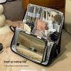 Large Capacity Women's Portable Vertical Cosmetic Bag with Multilayer Storage for Skincare and Travel