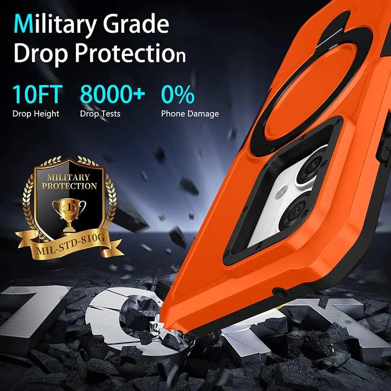 Etui odporne na wstrząsy do telefonu Motorola G84 G54 Armor Phone Cover z obrotowym pierścieniem podtrzymującym do Moto E32 E13 G22 G24 G34 G04 5G G14 E14