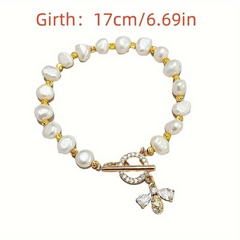 1pc Fashion Versatile Bee Imitation Pearl Bracelet , Women's Sweet Alloy Bracelet