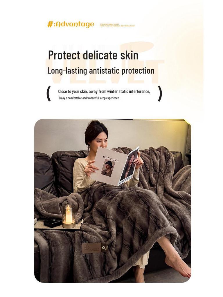 2025 Herbst/Winter Luxus Goldene Nerzdecke - Doppelseitig Dick Sofaüberwurf und Quiltkern für Nickerchen