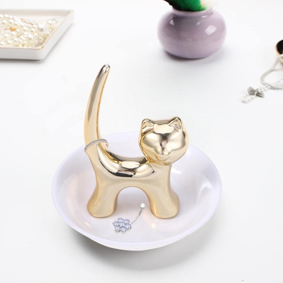 Cat Trinket Dish Jewellery Tray Ring Holder Jewelry Fashion Bracelets Earrings Storage B