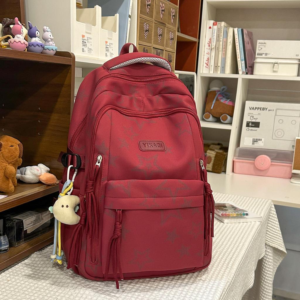 Schoolbag Cute Star Backpack Female Mori Simple Bag Junior High School High School Backpack High Value Versatile Student Schoolbag