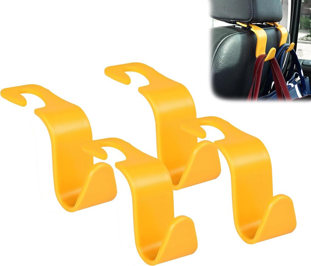 Car Seat Headrest Hook 4 Pack Hanger Storage Organizer Universal for Handbag Purse Coat fit Universal Vehicle Car Black S Type