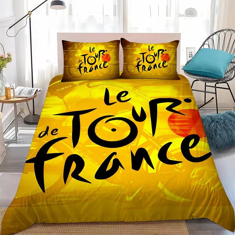 Literie Imprimée en 3D T-Tour de F-France Ensemble Housse de Couette Simple Double King Size Pour Enfants Garçons Filles Décoration de Chambre Cadeau 140x200cm (2pcs)