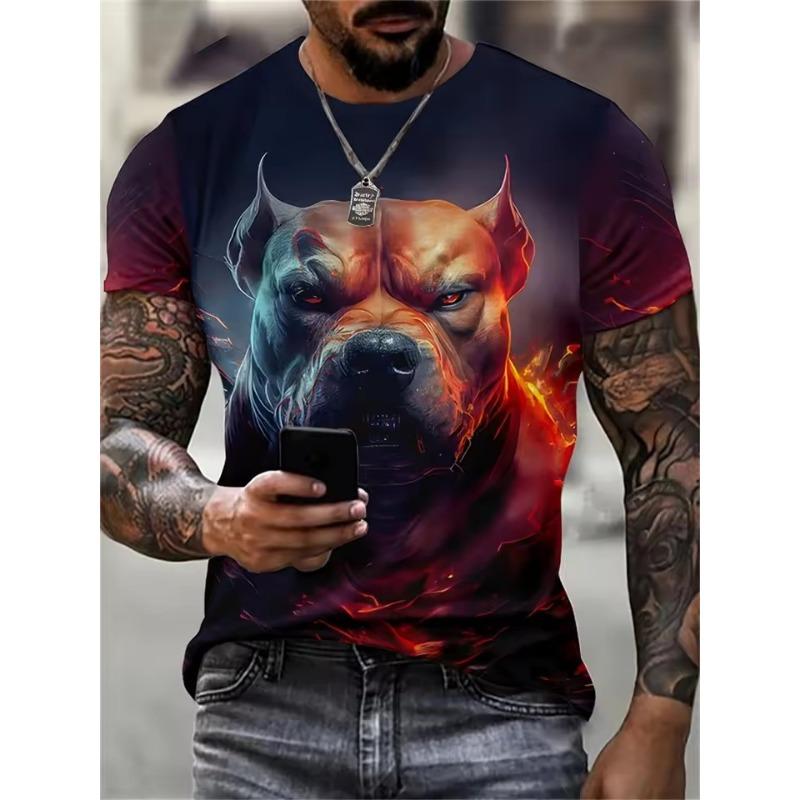 

Мужская футболка с 3D-принтом с рисунком животного собаки, футболка с коротким рукавом, уличная одежда, летний повседневный мужской топ 6XL