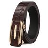 New Men's Crocodile Pattern Automatic Buckle Leather Belt Middle Aged and Young Business Genuine Leather Belt Simple Jeans Belt Men