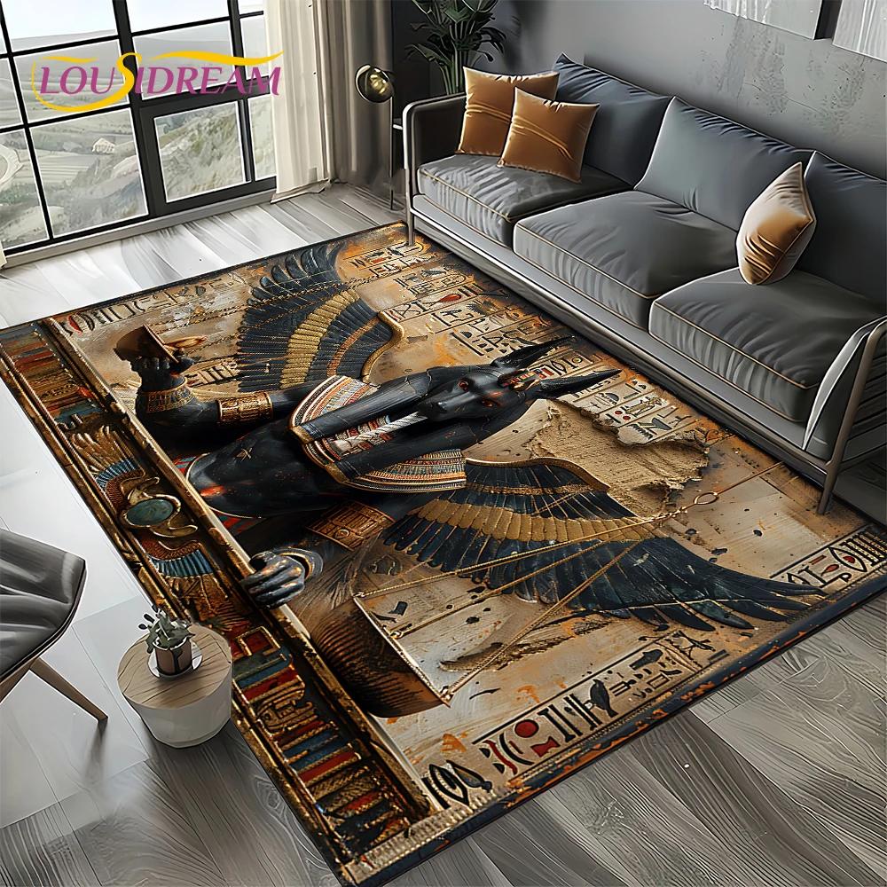 

2025 Ancient Egypt Death Anubis Pharaoh Horus Mythology Carpet Rug for Living Room Bedroom Home Sofa,Area Rug Non-slip Floor Mat 40x60cm( 15x23in )