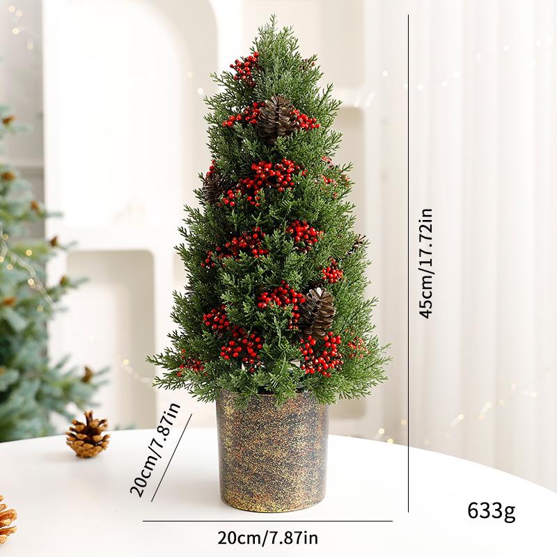 Neuer Weihnachtsbaum Tischschmuck Weihnachtsszene Baum Rote Früchte Plastiktopf Weihnachtsbaumschmuck Schmuck