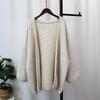 Autumn and Winter New Medium and Long Loose Lazy Wind Sweater Jacket Soft Waxy Gentle Wind Solid Color Knitted Cardigan Women