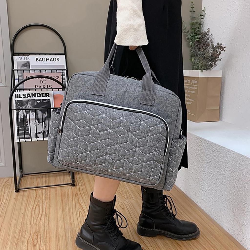 Fashionable Quilted Diamond Grid Single Shoulder Mommy Bag Travel Multifunctional Large Capacity Handheld Diagonal Diaper Bag