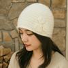Solid Color Knitted Woolen Hat Elastic Flower Beanie Hat Sweet Winter Warm Hat  Women