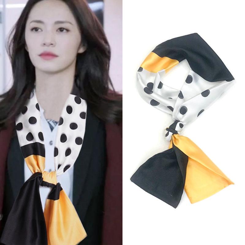 Fashion Long Skinny Silk Neck Scarf Collar Tie Women Foulard Bag Ribbon Scarves Floral Print Head Kerchief
