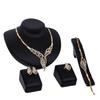 Diamond Gold Leaf Necklace Earrings Ring Bracelet Four-piece Jewelry Ladies Wedding Ornaments