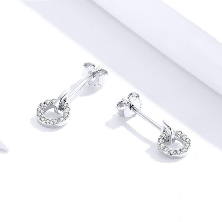 S925 Sterling Silver Small Circle Earrings Platinum Plated Zircon Silver Earrings