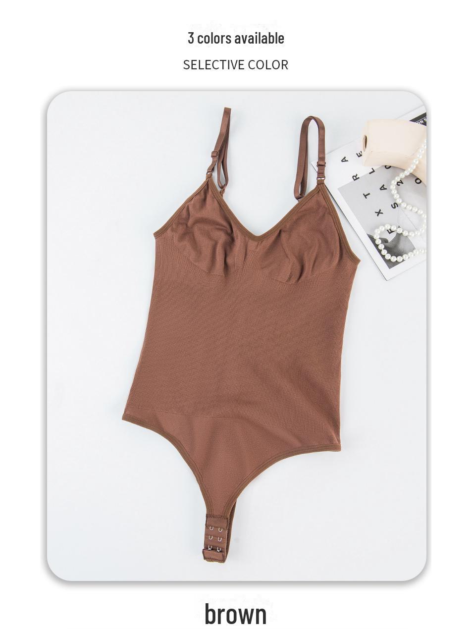 

Женский комбинезон Cross-Border с регулируемым открытым шаговым швом, утягивающим живот и бесшовными стрингами XXL коричневый