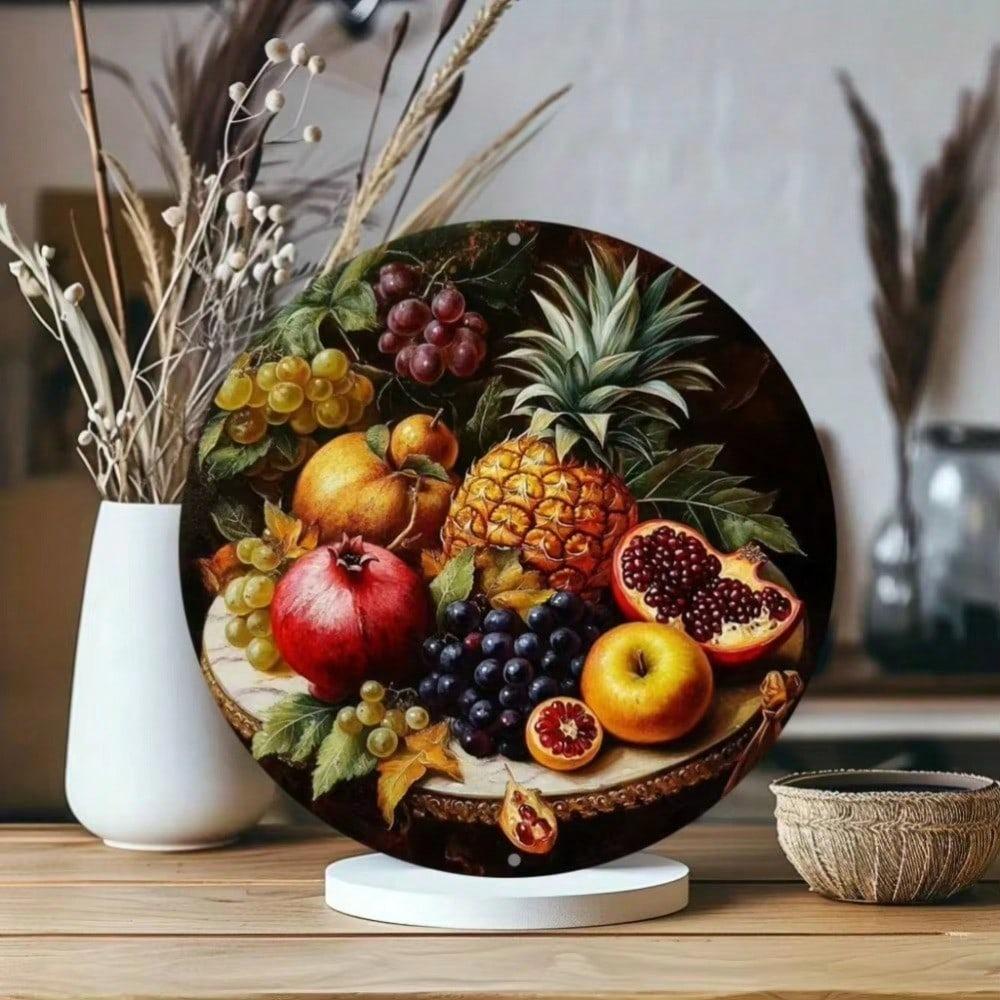 1PC Vintage Fruit Tin Sign Pineapple Grape Pomegranate Art Retro Metal Poster Home Bar Wall Decor Christmas Gift