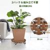 Yangbaga Flower Pot Stand Set of 2 Flower Movable Round Wooden Flower Pot Trolley with Lockable Casters for Flower Succulent Garden Pots, Saucers,