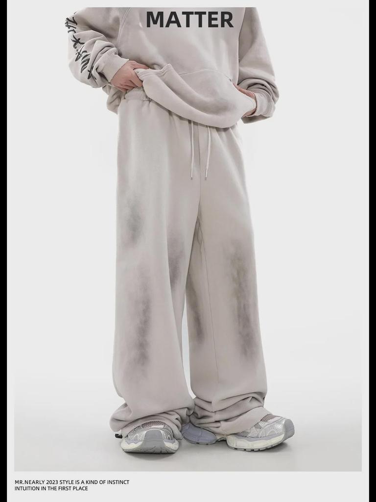 Men's Retro Graffiti Casual Pants - Spring/Autumn Dirty Wasteland Style Long Pants