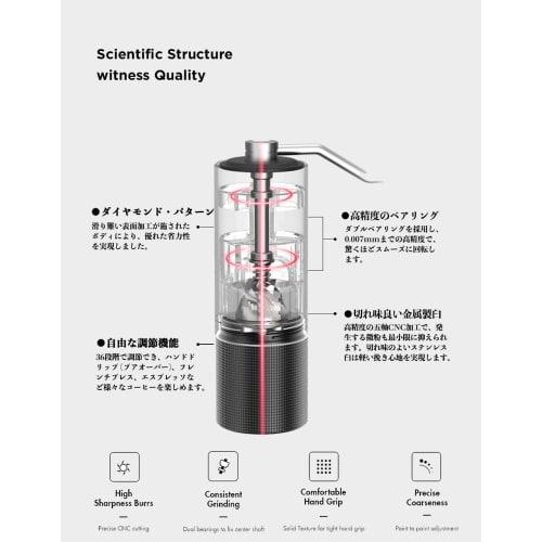 TIMEMORE Kuriko C2S Hand-Crank Coffee Grinder, Adjustable Coarseness, Labor-Saving, Home Coffee Grinder, One-Year Warranty (C2S-Black)