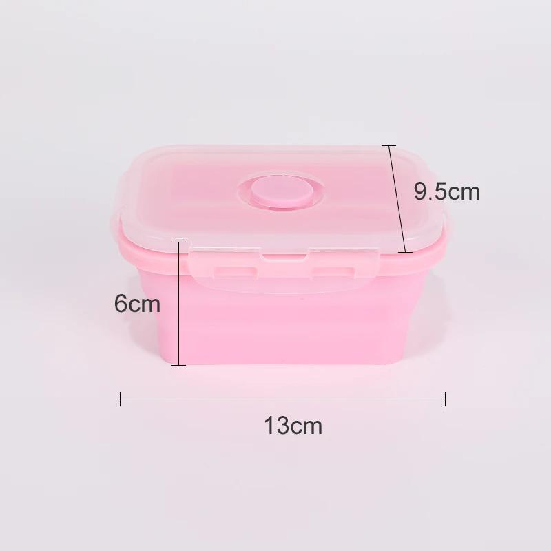Collapsible Food Storage Containers Foldable Silicone Lunch Containers with Lids Rectangle Collapsible Bowls Round Food Bowls 2