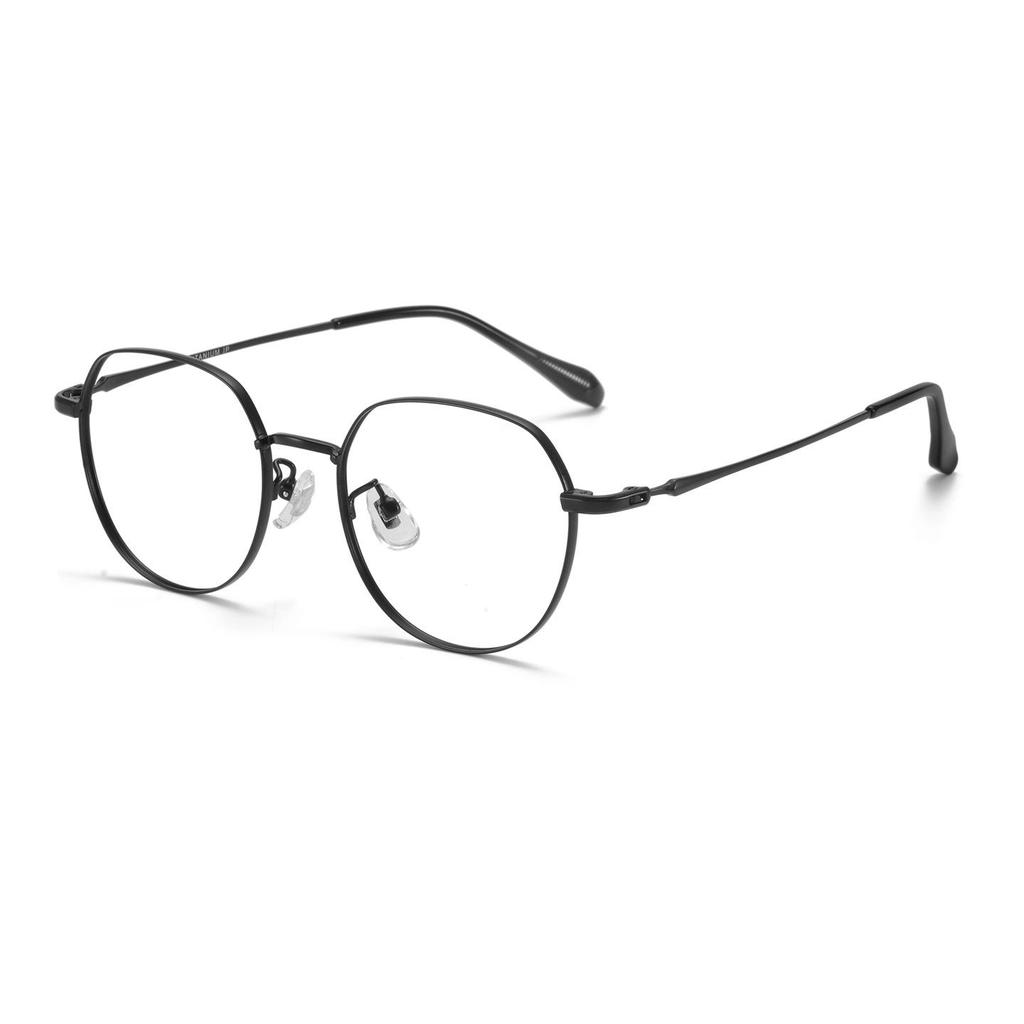 Ultraleichter Damen-Brillenrahmen aus reinem Titan - 49-eckig, Kleiner Rahmen, No-Makeup-Look, Influencer-Stil (98743)