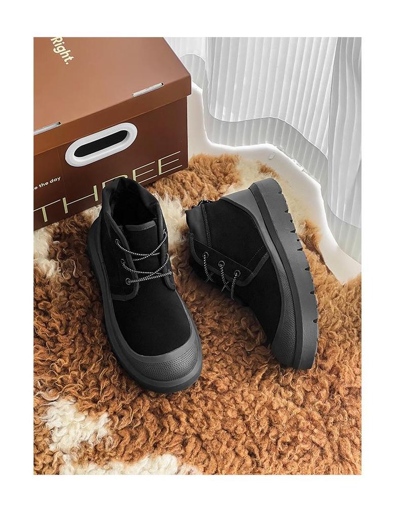 Unisex Dicke Sohle Plus Samt Warme Mid-Cut Martin Schneestiefel 3338