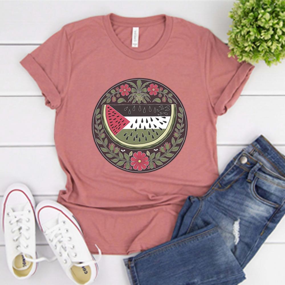 Watermelon Symbol Freedom T Shirt HuUnisex Rights Tshirt Peace and Love Tshirt Watermelon Flag Tees Unisex Short Sleeves Tops