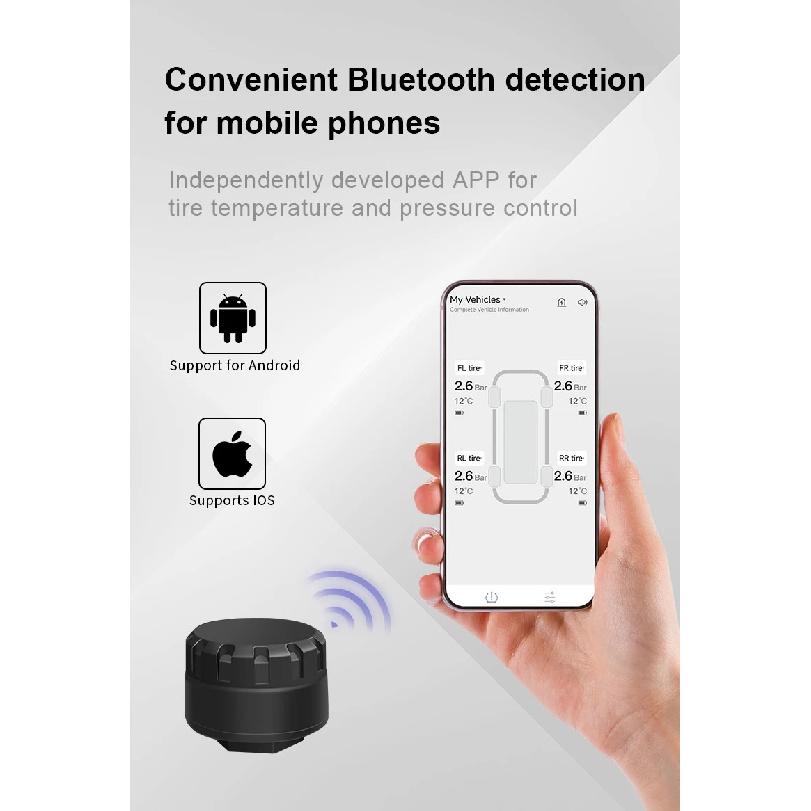 New Bluetooth External TPMS Tire Pressure BT Sensor Mobile APP Real-time Monitoring Universal for Motorcycle Car & 6-Wheel Truck