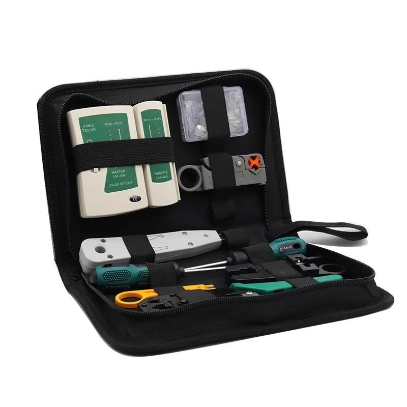 

Pro 11-in-1 Network Tool Kit with Cable Tester Crimping Tool Stripping Pliers & LAN Test Equipment for Home Network Maintenance