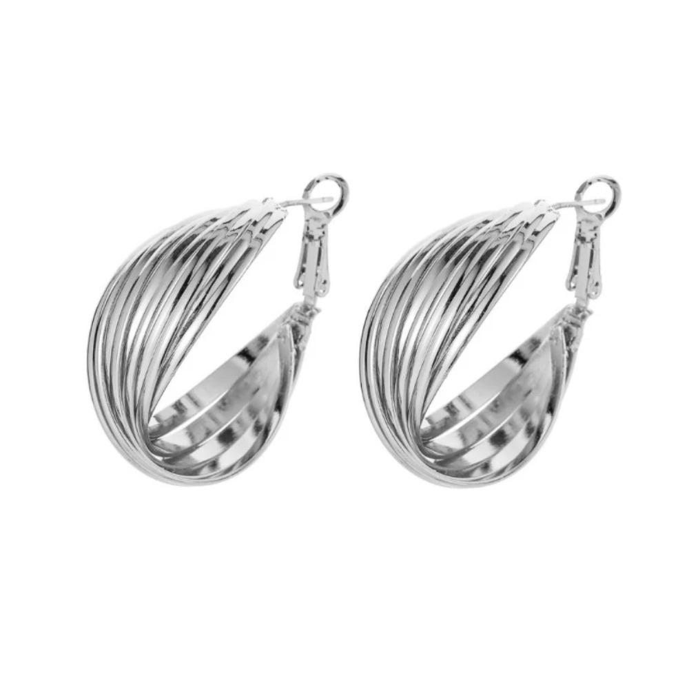 

Минималистичные серьги-кольца Простые преувеличенные серьги-пряжки Золотая модная бижутерия Женщины серебряный