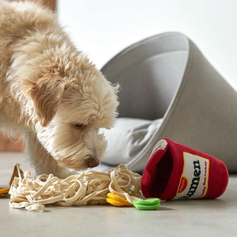 Dog Sniffing Toy Funny Interactive Puzzle Plush Noodle Shape Leaking Food Toys for Dogs Cats Pets