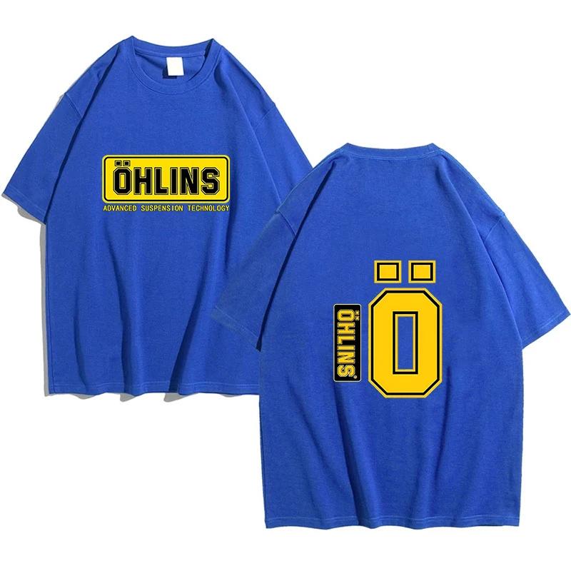 New Men's Unique Ohlins Sports Racing T-Shirt Pure Cotton Casual Shock Ohlins RXF34 M.2 Men's Comfortable and Popular Tee