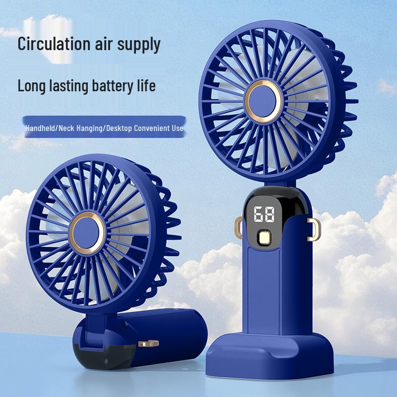 2025 USB Handheld Mini Portable Foldable Fan for Students Rechargeable Type синий