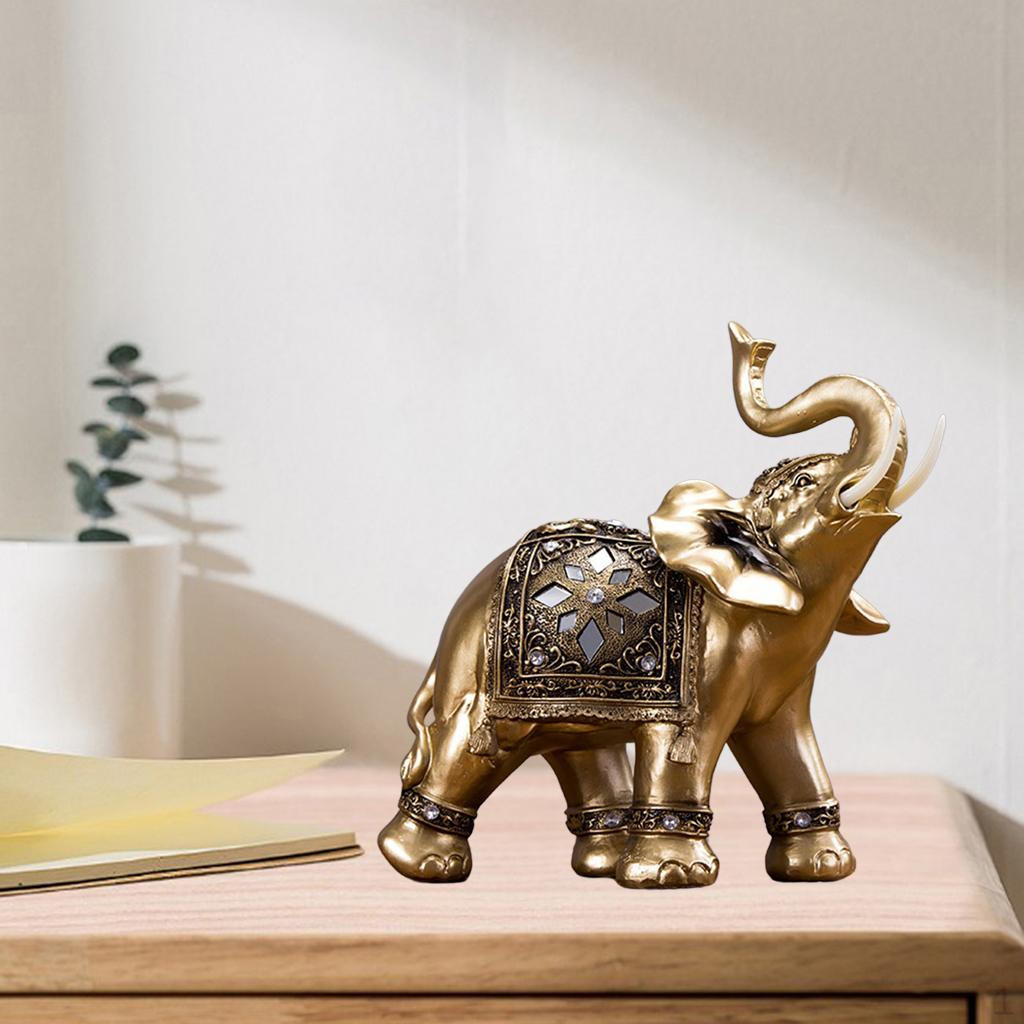 

Statue Golden Sculpture Resin Feng Shui Figurine for Car Shelf Cafe Shopwindow Decor Open Feet L