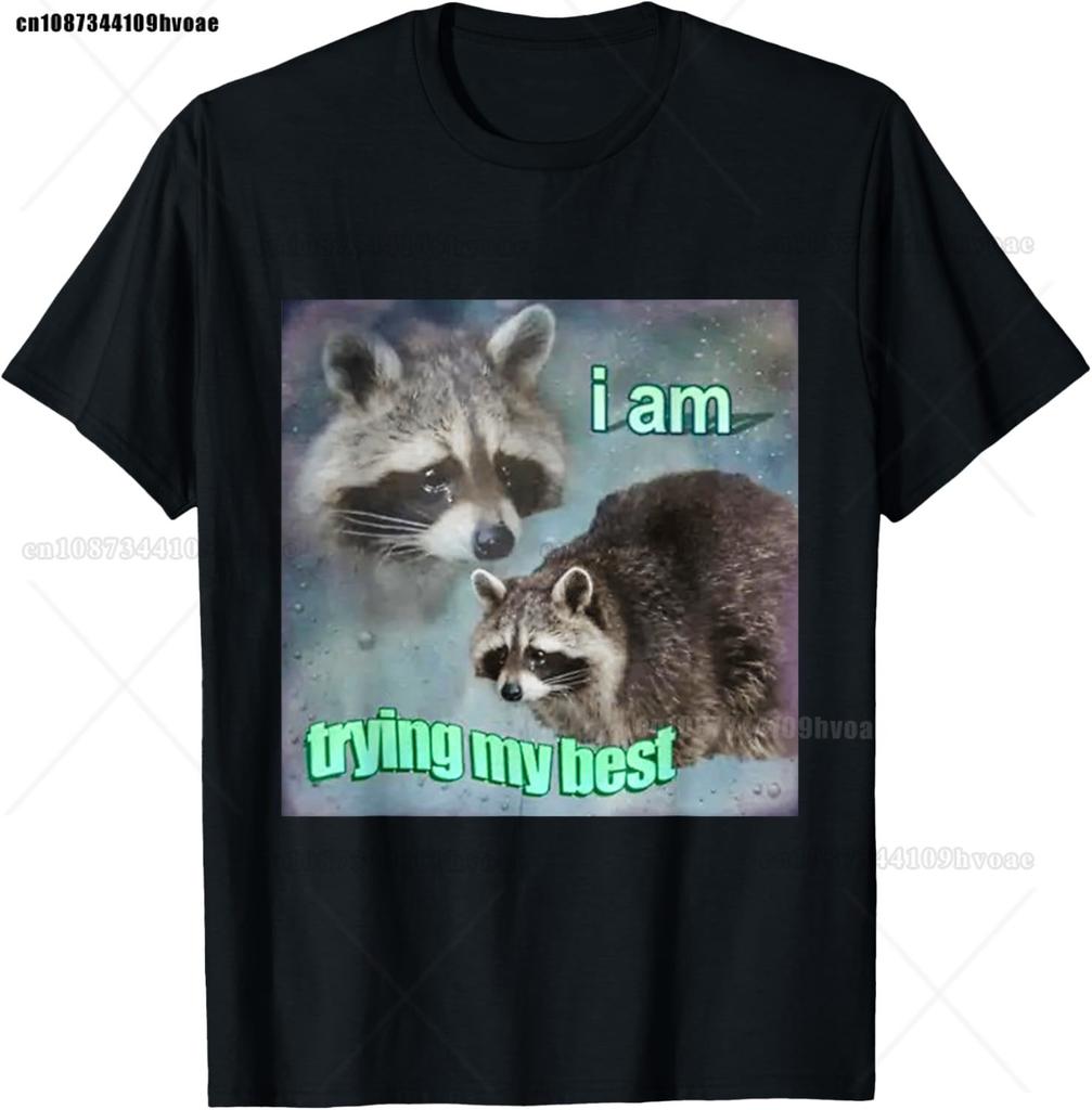 Expressionist Scream Shirt Raccoon Lovers Artistic Raccoon T-Shirt Unisex's Casual Street Style Stretch Round Neck Tee Shirt Summer