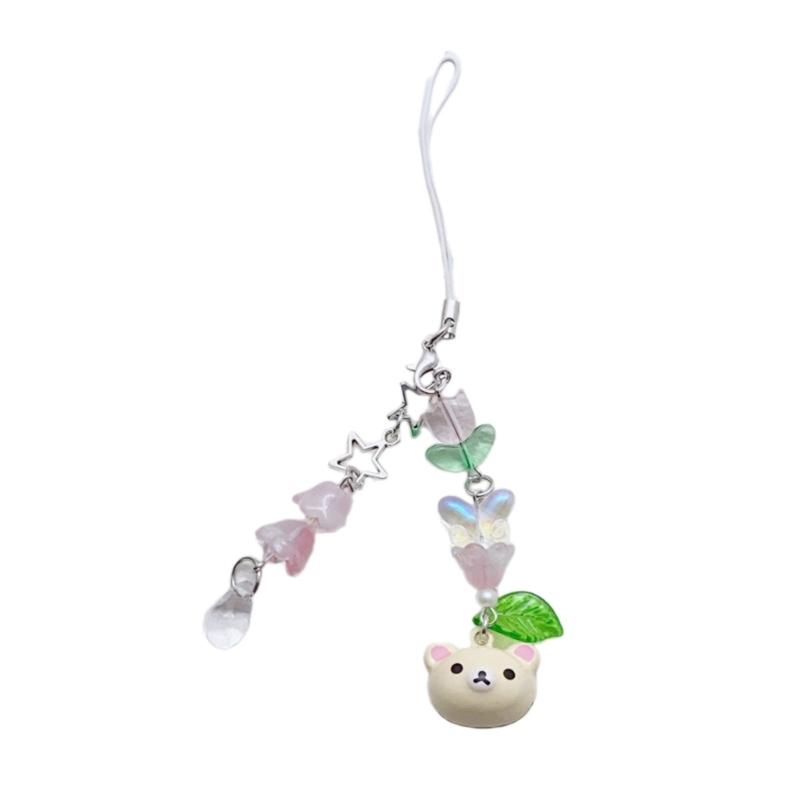 

Small Bell Bear Bead Keychain Lovely Decorations Keyring Ornament Backpack Handbag Charm Pendant Gift for Girls Women 1