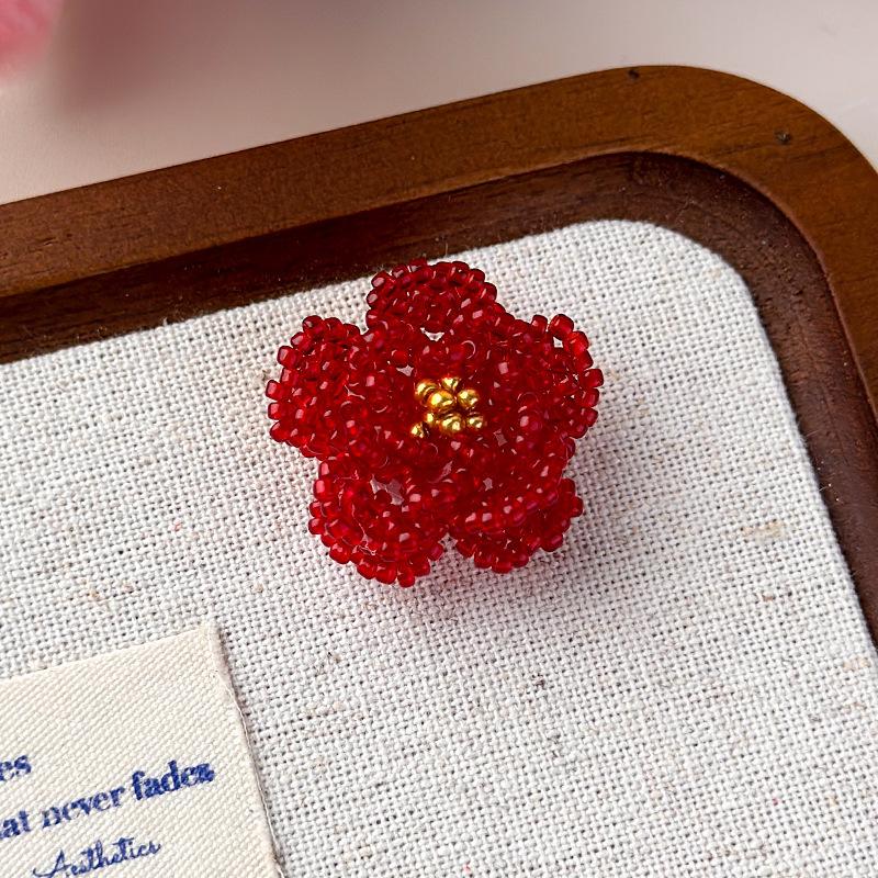 Sparkling Red Beaded Crystal Flower Shoe Clips Elegant Shoe Decor for Sandals Jelly Shoes Banquet Gift Choice