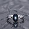 Vintage Star Engagement Ring with Diamond Accents – Black Star Sapphire In 925 Sterling Silver, Handmade Vintage Style, Star Gemstone