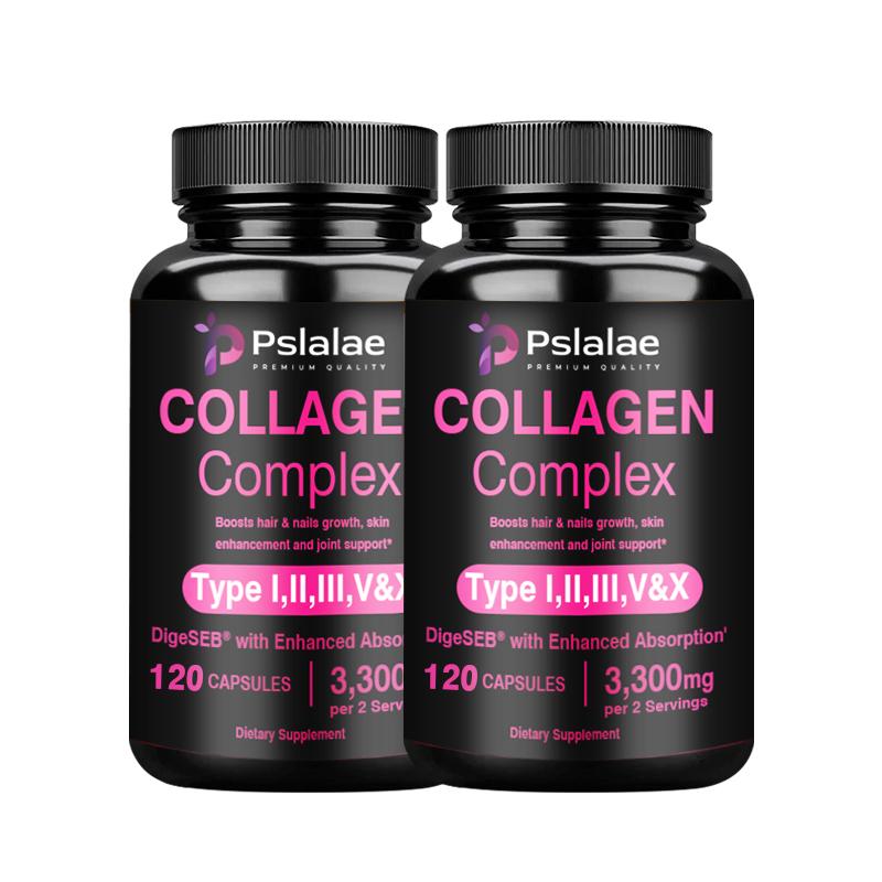 Premium Compound Collagen Capsules, Containing Hydrolyzed Collagen Peptide Extract, 3300 Mg, Suitable for Adults.