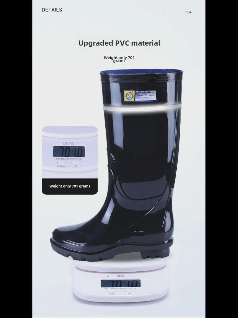 Men's Reflective High-Top Waterproof Non-Slip Rain Boots - Fashionable, Thickened Night Rubber Shoes