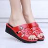 2024 Summer Women's Slippers PVC Openwork Slippers Middle-aged Mom Shoes Leisure Sandals Fashion Platform Wedge Heels Slippers