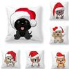 Weihnachtshund Serie Digitaldruck Kurzer Plüsch Kissenbezüge Dekorativ für Auto Sofa Büro Kissenbezug Heimartikel