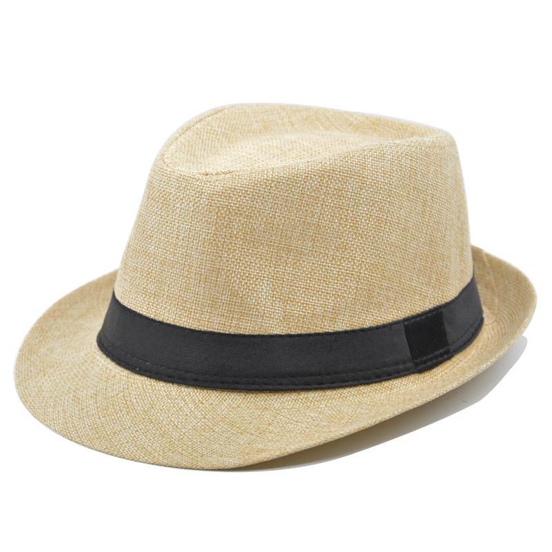 British Style Linen Fedora: Cross-border Gift for Middle-aged and Elderly; Outdoor Sun Protection Panama Performance Hat.