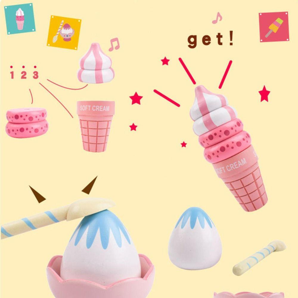 Kids Gift Wooden Simulation Ice Cream Wooden Kitchen Toys Pretend Play House Model Food Toys