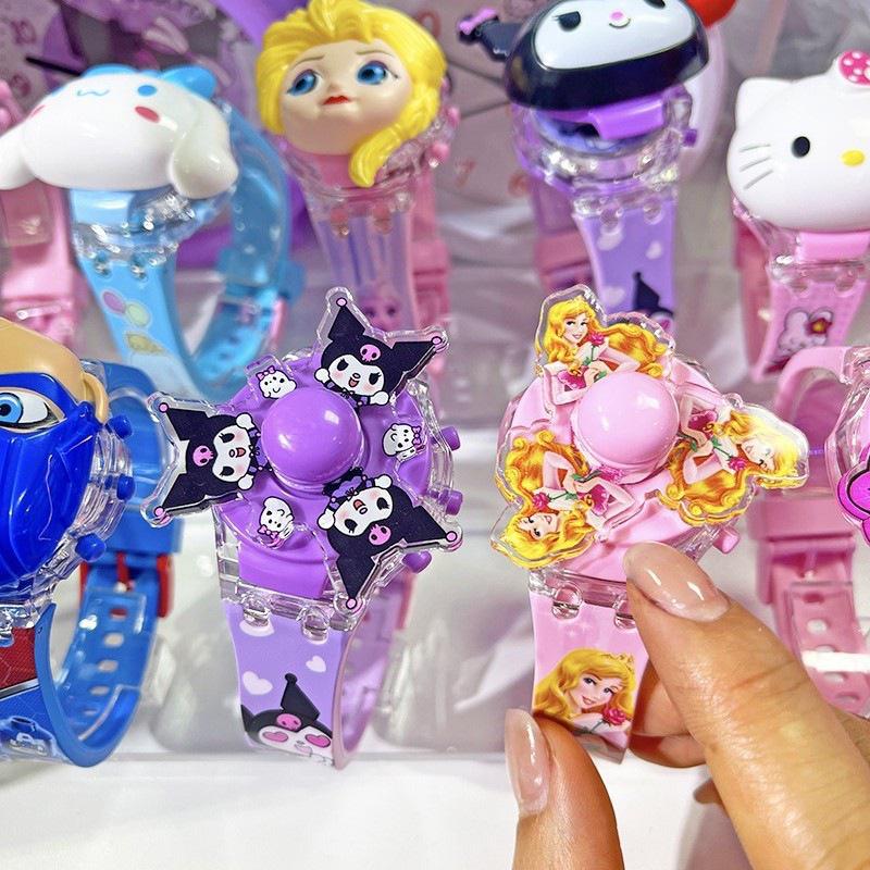 Deluxe Children's Cartoon Music Watch with Colorful Luminous Rotating Gyro - Electronic Toy Gift