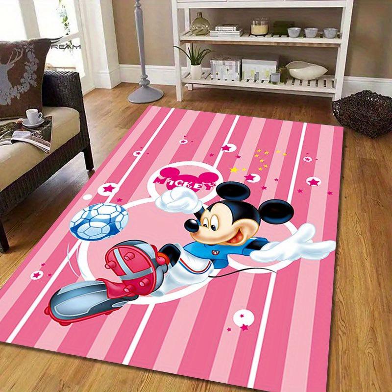 1 alfombra de área de Mickey y Minnie, alfombrilla antideslizante para el suelo, diseño de personaje de dibujos animados, terciopelo suave, decoración de habitación, lavable