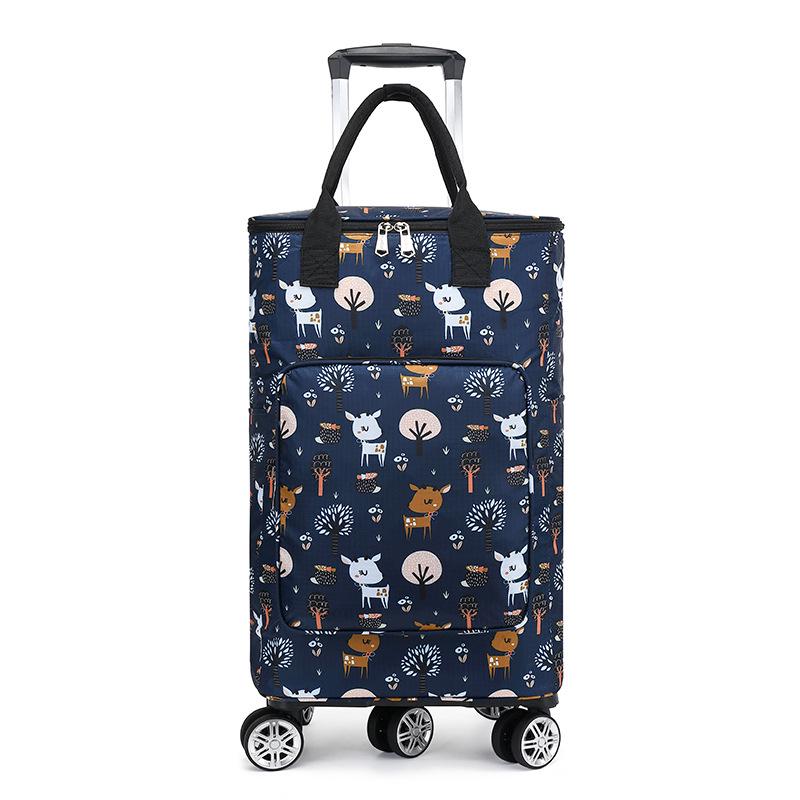 Portable Small Trolley Cart with Universal Wheels and Insulated Shopping Bag