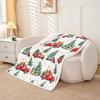 Christmas Throw Blanket Watercolor Red Truck Decor Fleece Blanket for Kids Teens Adults Green Xmas Trees Yellow Polka Dots Fuzzy